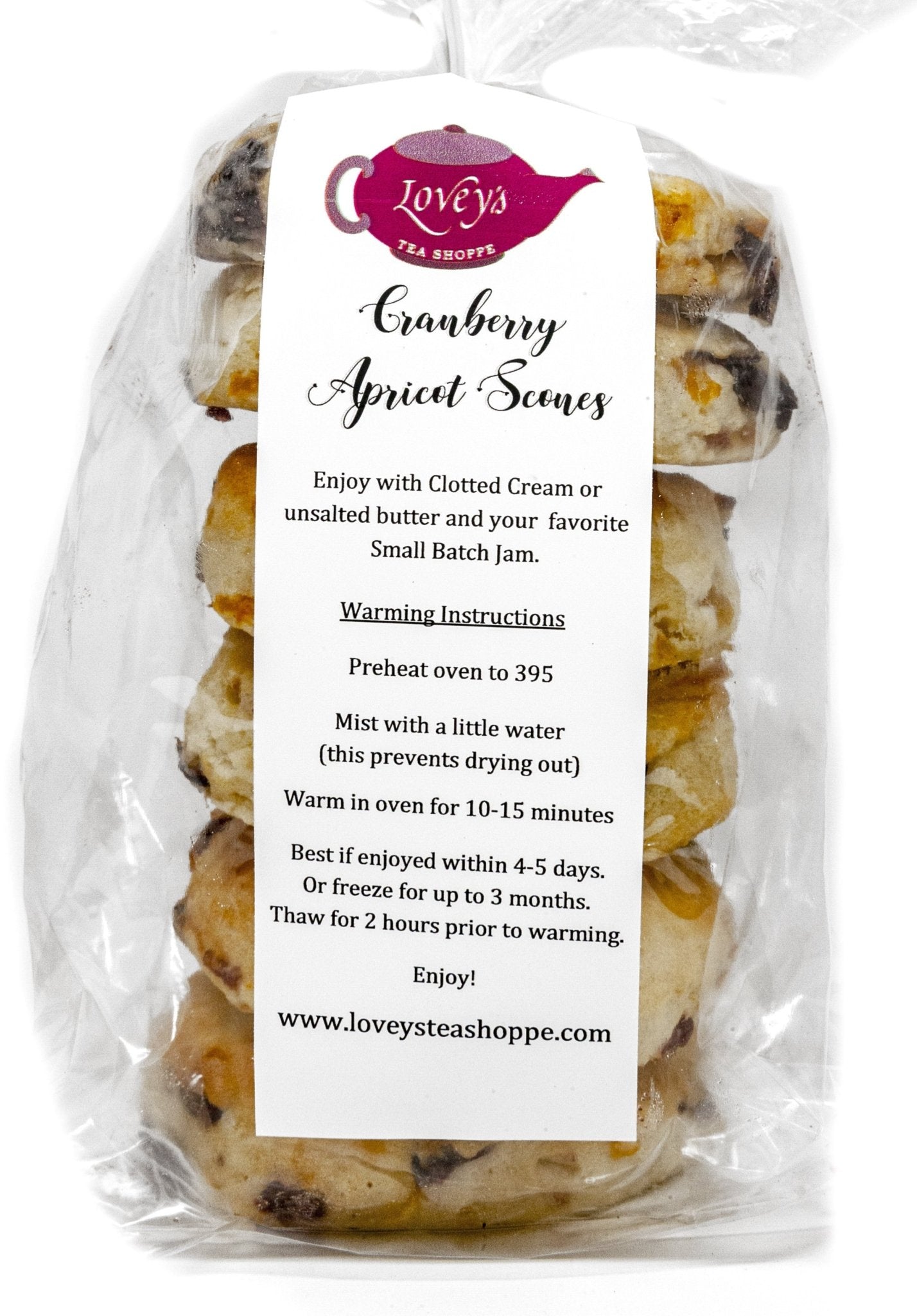 Lovey's Tea Shoppe Cranberry Apricot Scones - 6 Pack - Small Batch Jam Co