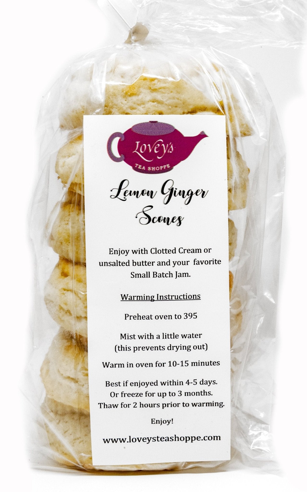 Lovey's Tea Shoppe Lemon Ginger Scones - 6 Pack - Small Batch Jam Co